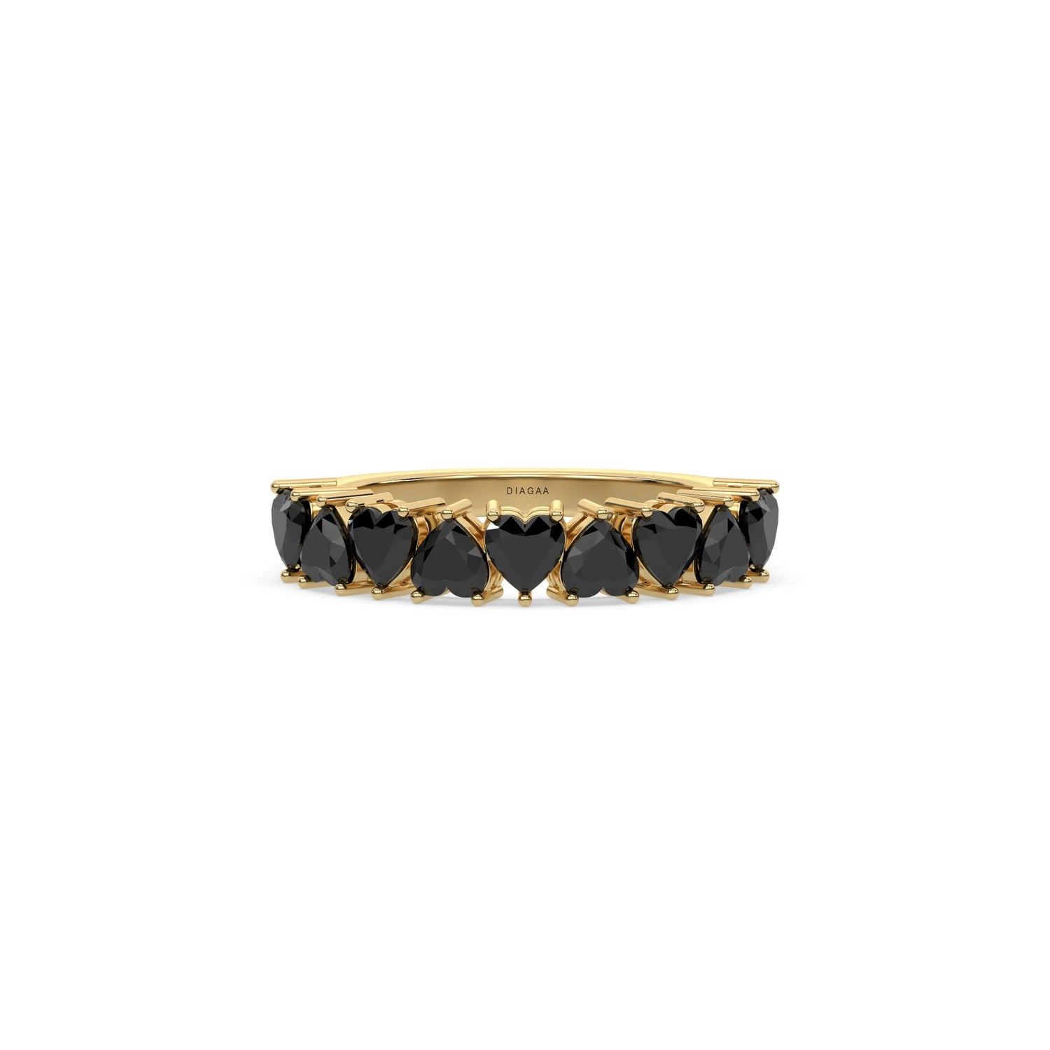 18K Yellow Gold Heart Black Diamond Eternity Ring