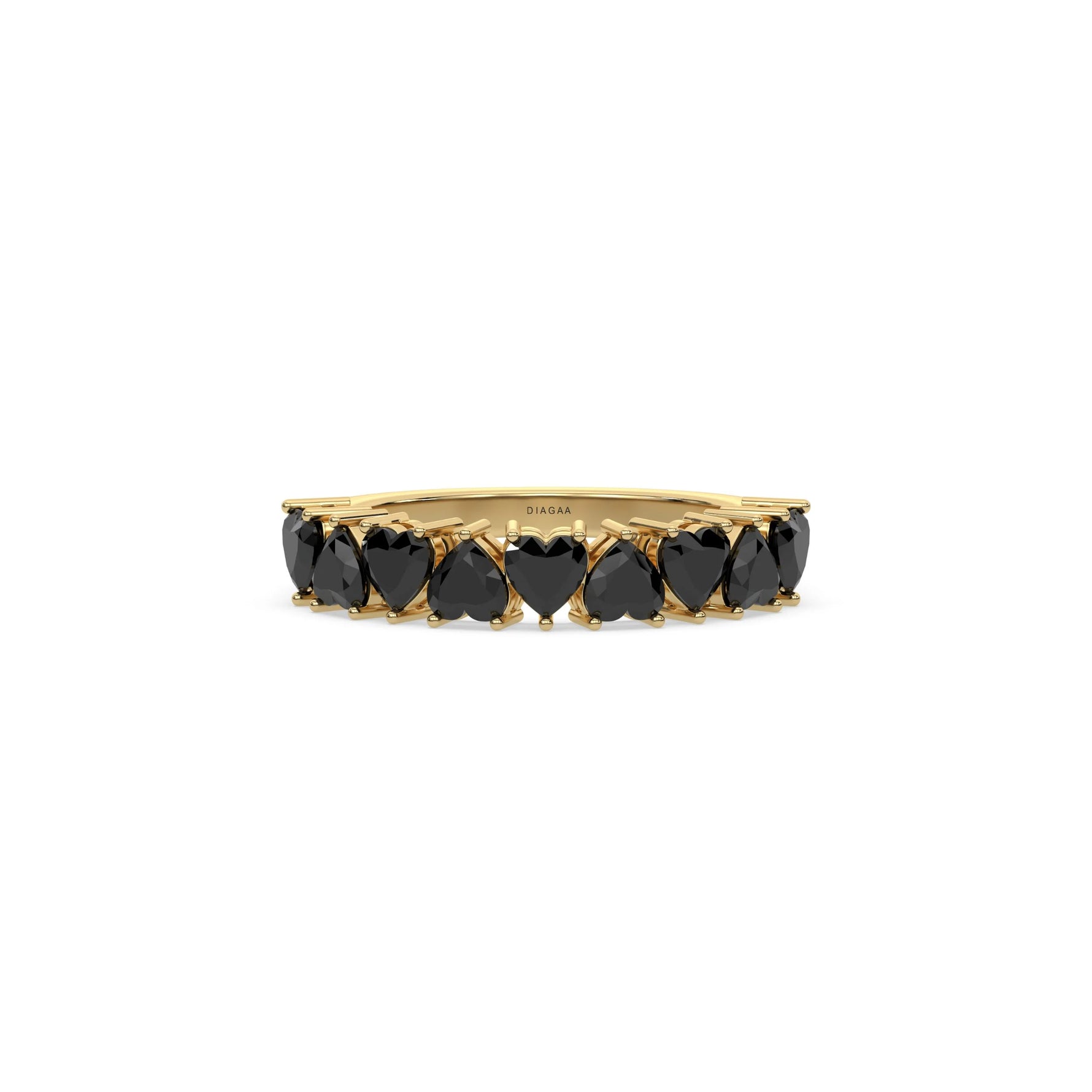 18K Yellow Gold Heart Black Diamond Eternity Ring