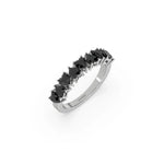14K White Gold Heart Black Diamond Eternity Ring