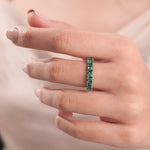 14K White Gold Full Emerald  Half Eternity Ring