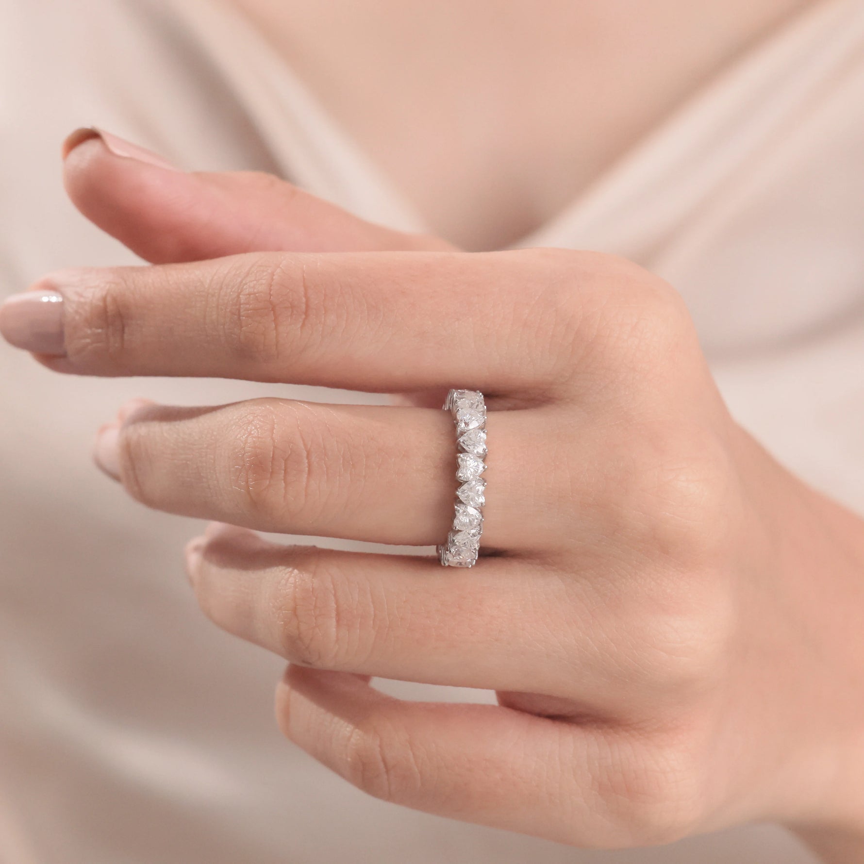  14K Gold Heart Diamond Eternity Ring