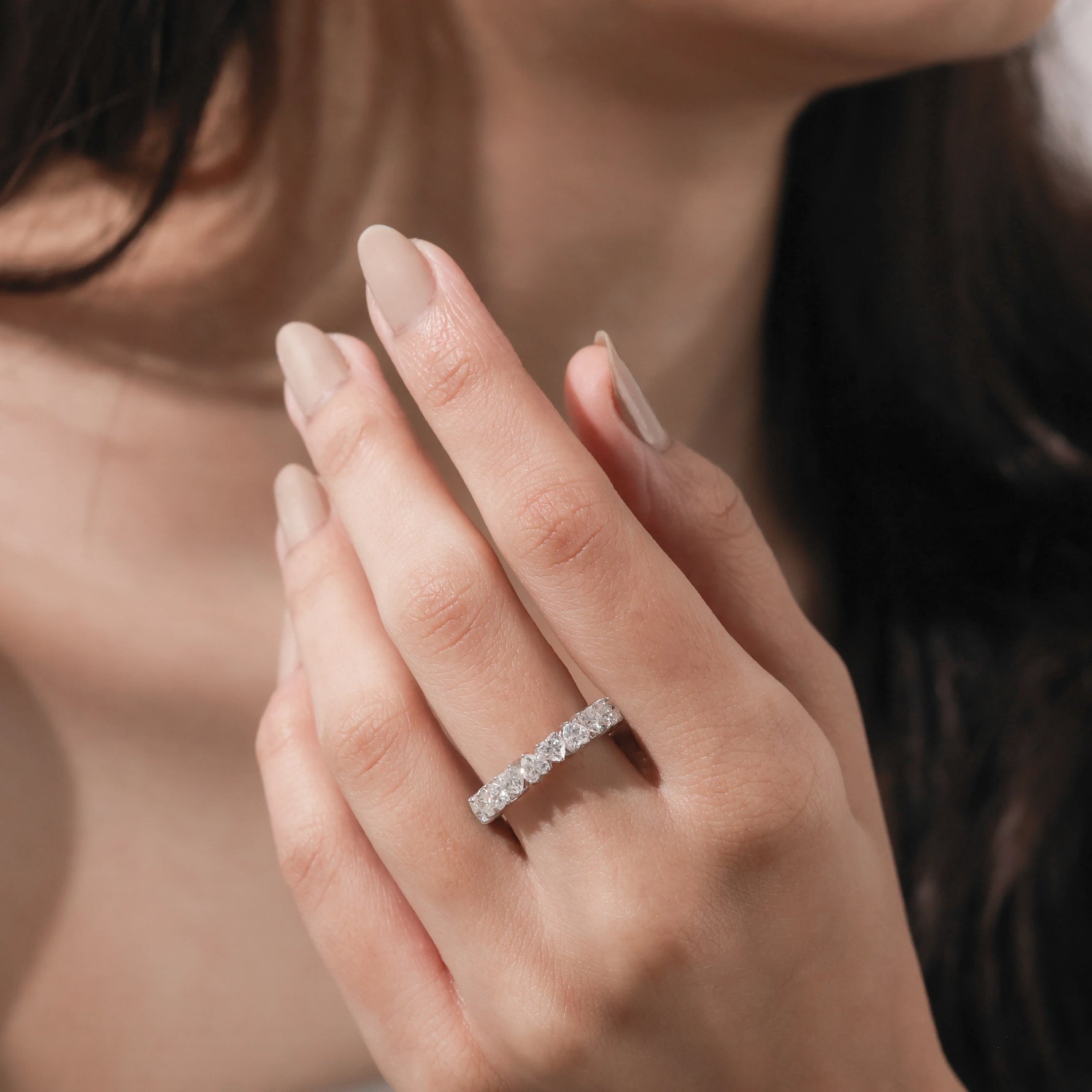 14K Gold Heart Diamond Full Eternity Ring