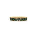 18K Yellow Gold Heart Emerald Gemstone Eternity Ring