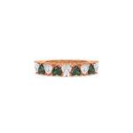 18K Rose Gold Heart Cut Emerald Gemstone Half Eternity Ring 