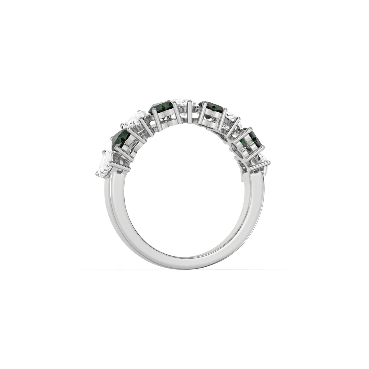 14k White Gold Heart Cut Half Eternity Ring