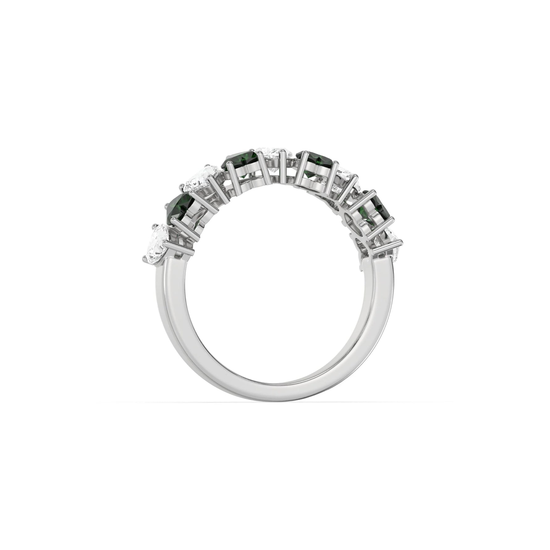 14k White Gold Heart Cut Half Eternity Ring