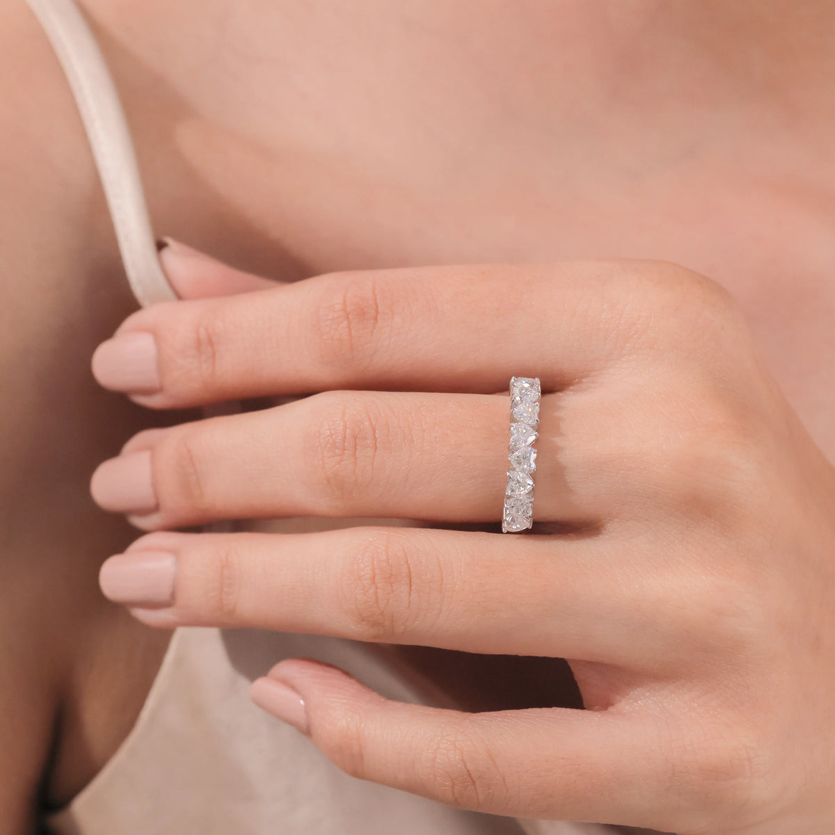 10K White Gold Half Eternity RIng