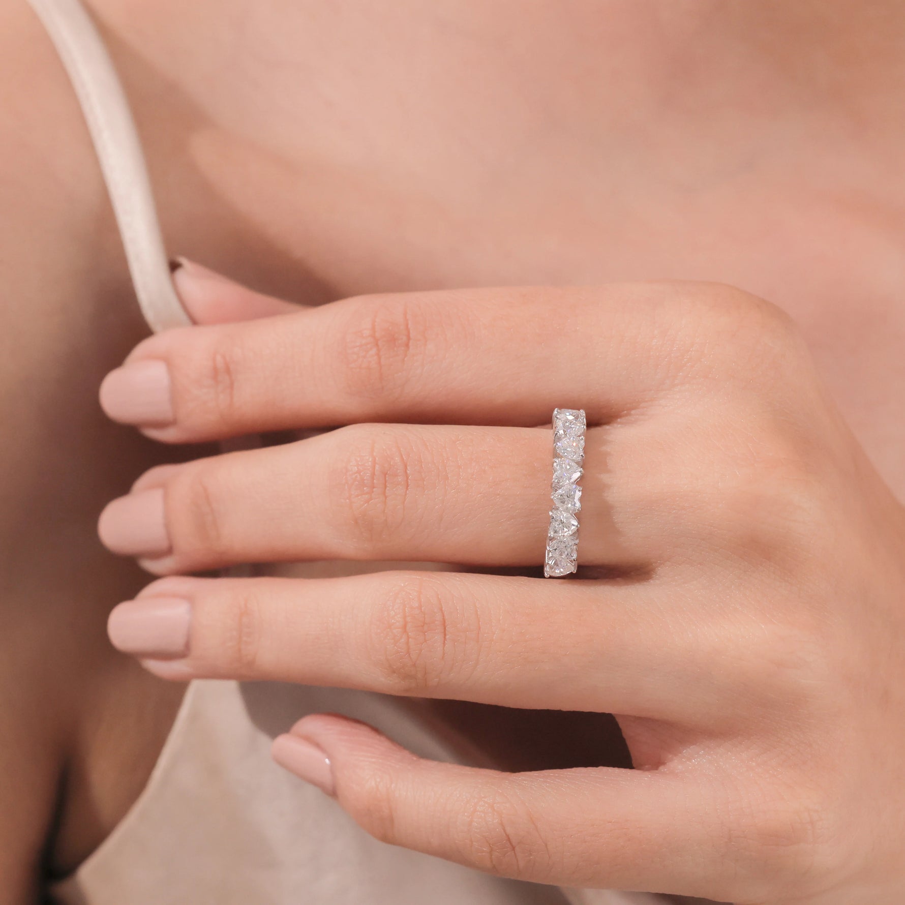 10K White Gold Half Eternity RIng