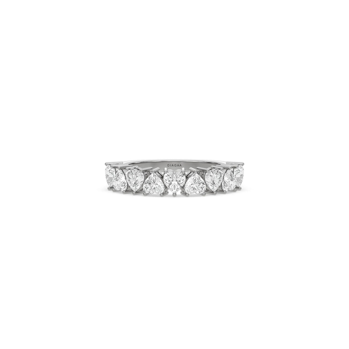 14K White Gold Heart Diamond Eternity Ring