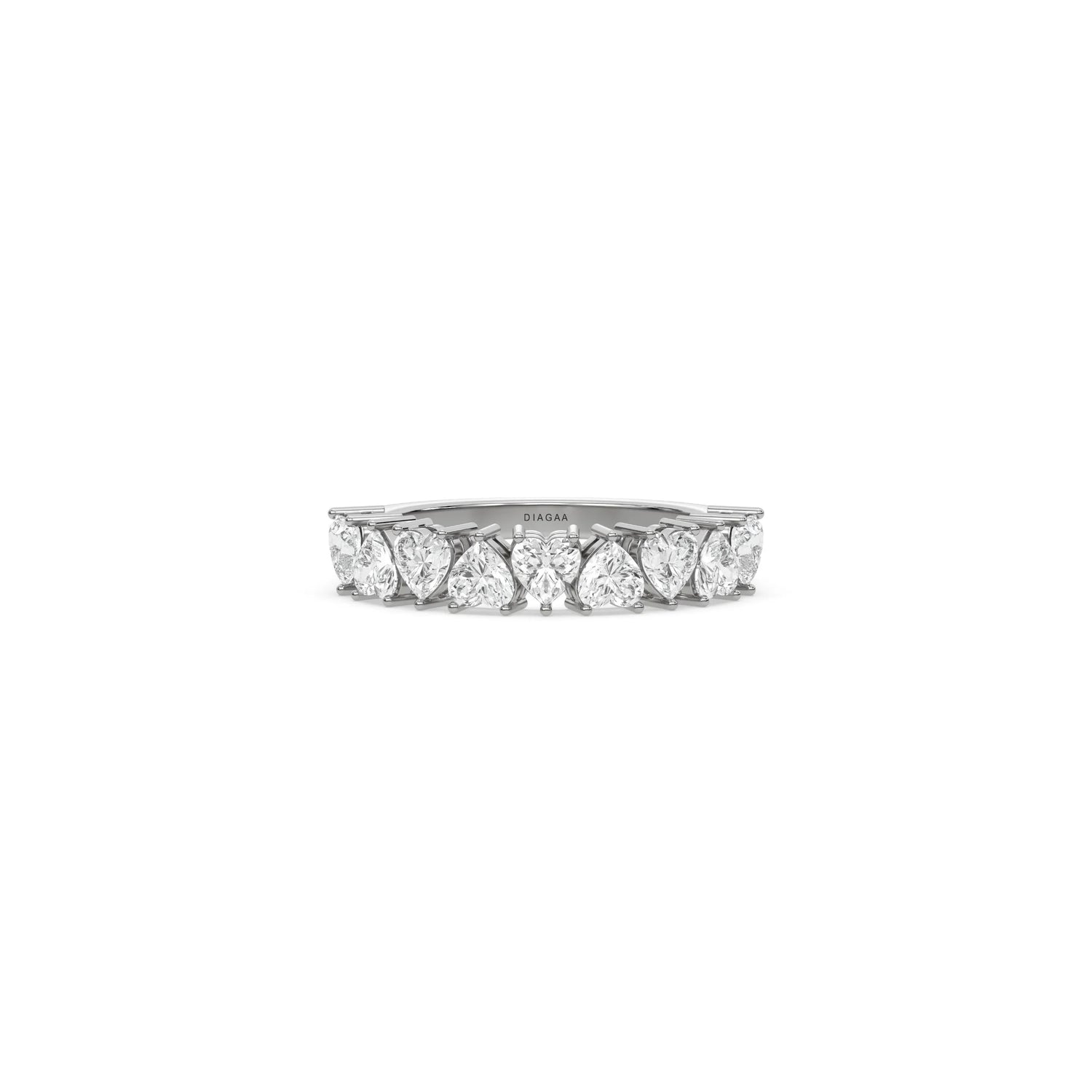 14K White Gold Heart Diamond Eternity Ring
