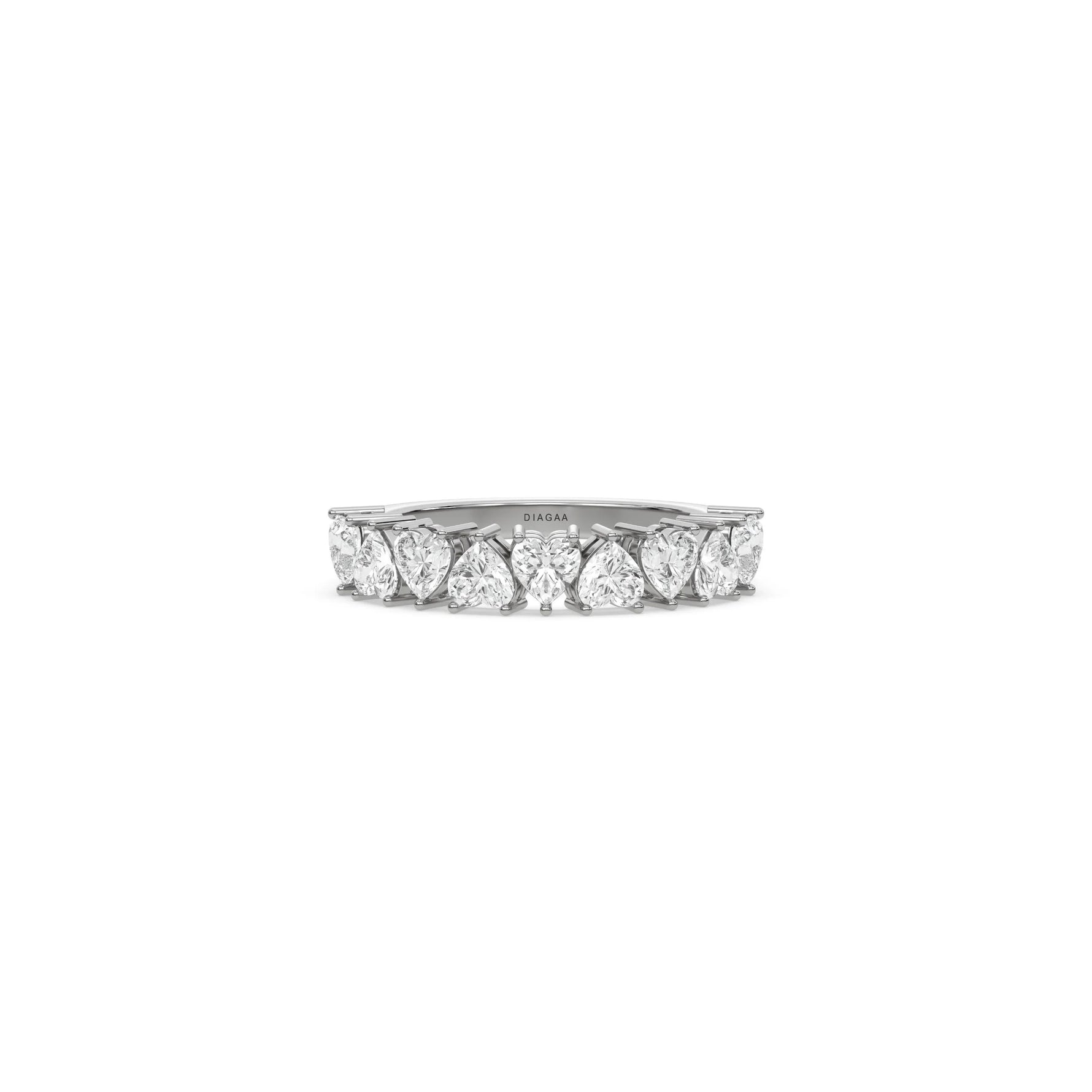 14K White Gold Heart Diamond Eternity Ring