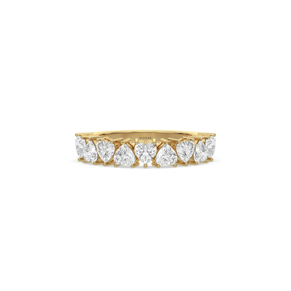 18K Yellow Gold Heart Diamond Eternity Ring