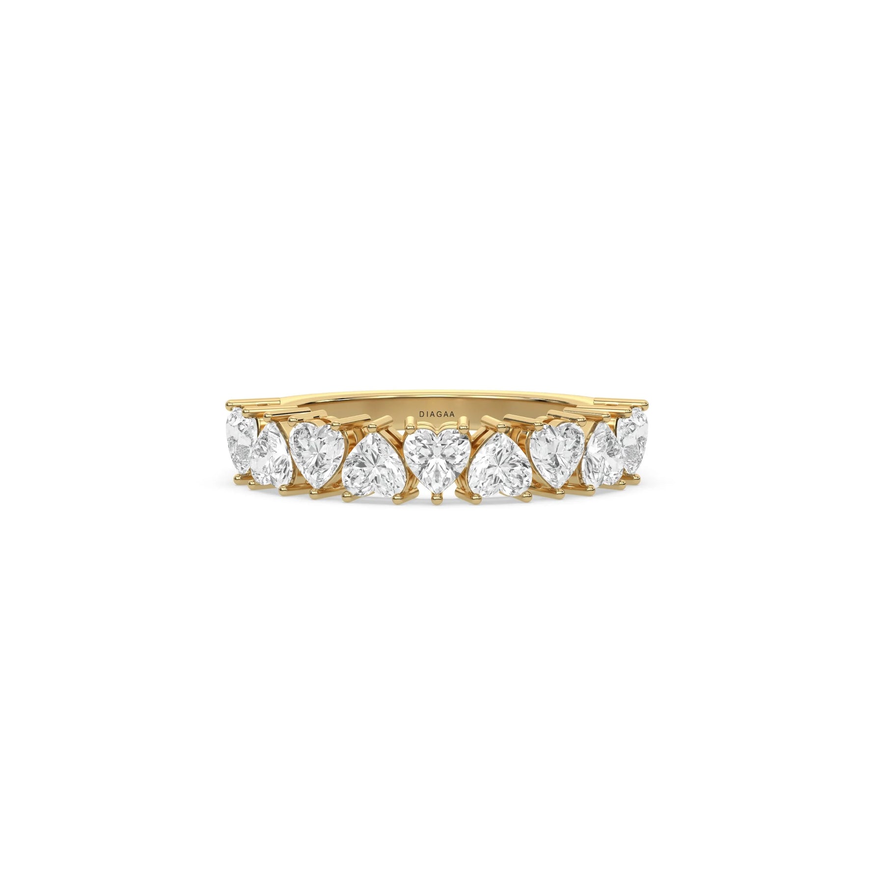 18K Yellow Gold Heart Diamond Eternity Ring