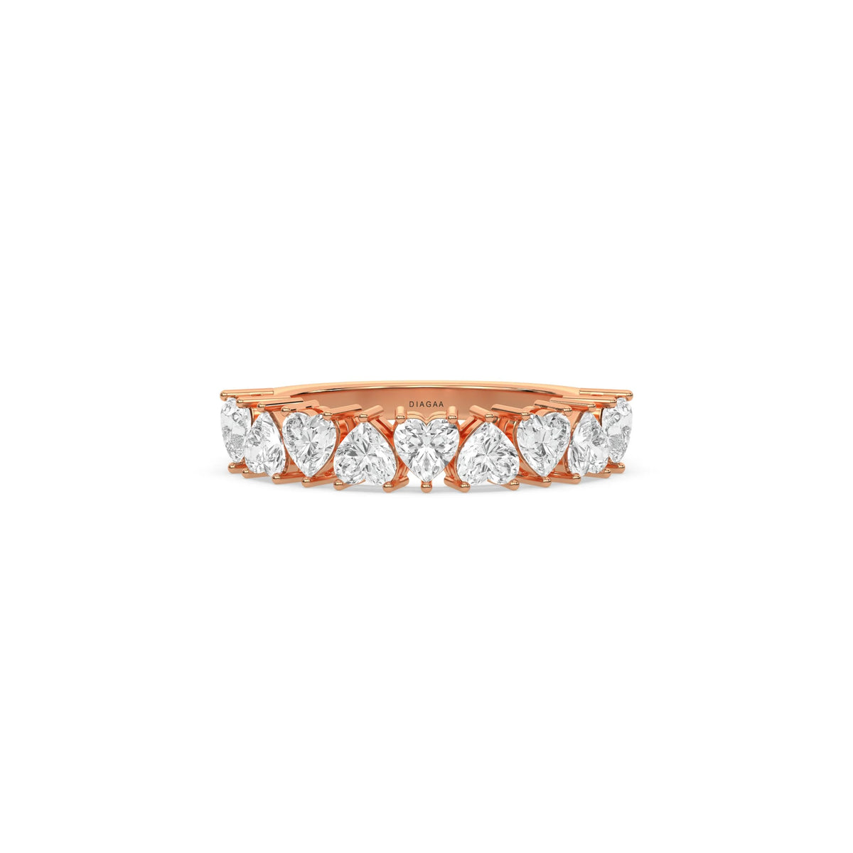 18K Rose Gold Heart Diamond Eternity Ring
