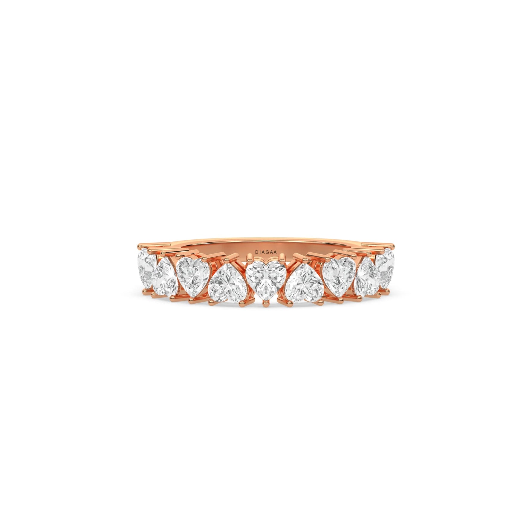18K Rose Gold Heart Diamond Eternity Ring