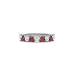 18K White Gold Heart Cut Ruby Gemstone Half Eternity Ring