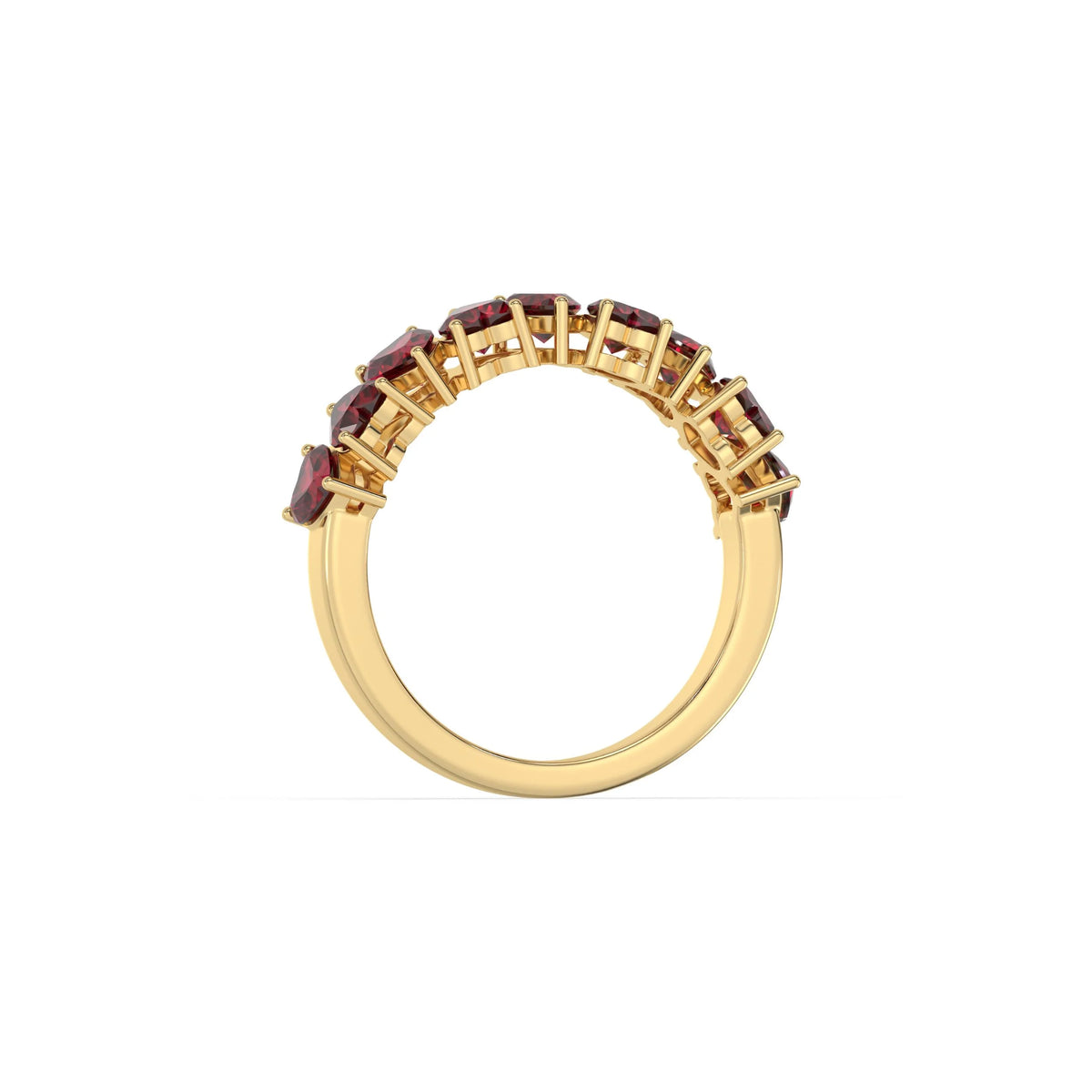 14K Heart Ruby Gemstone Half Eternity Ring