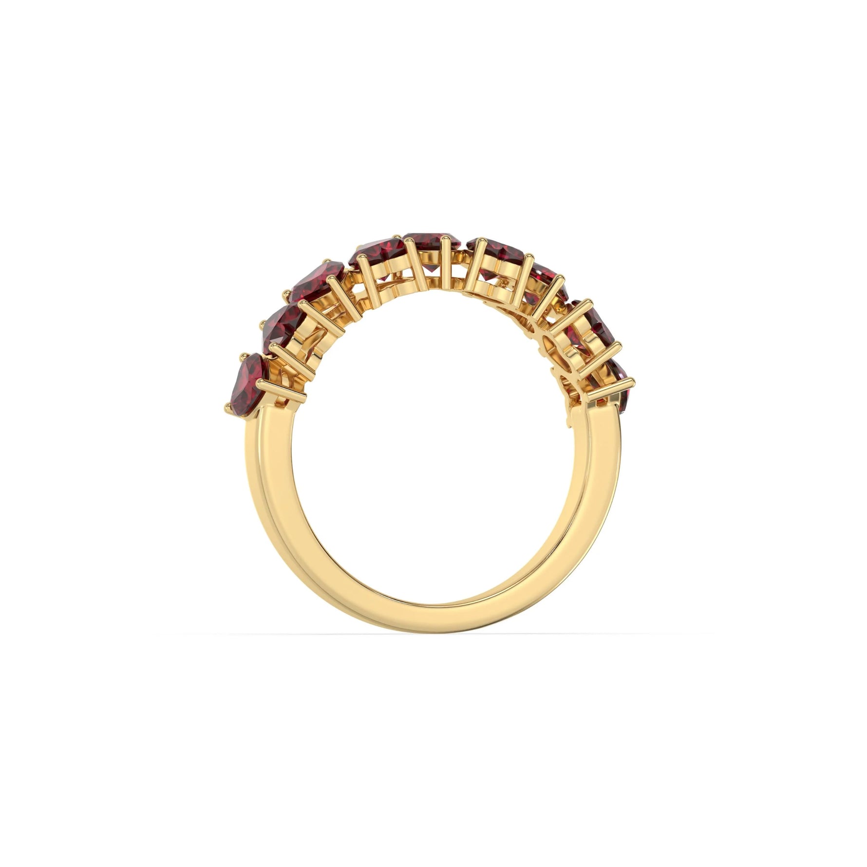 14K Heart Ruby Gemstone Half Eternity Ring