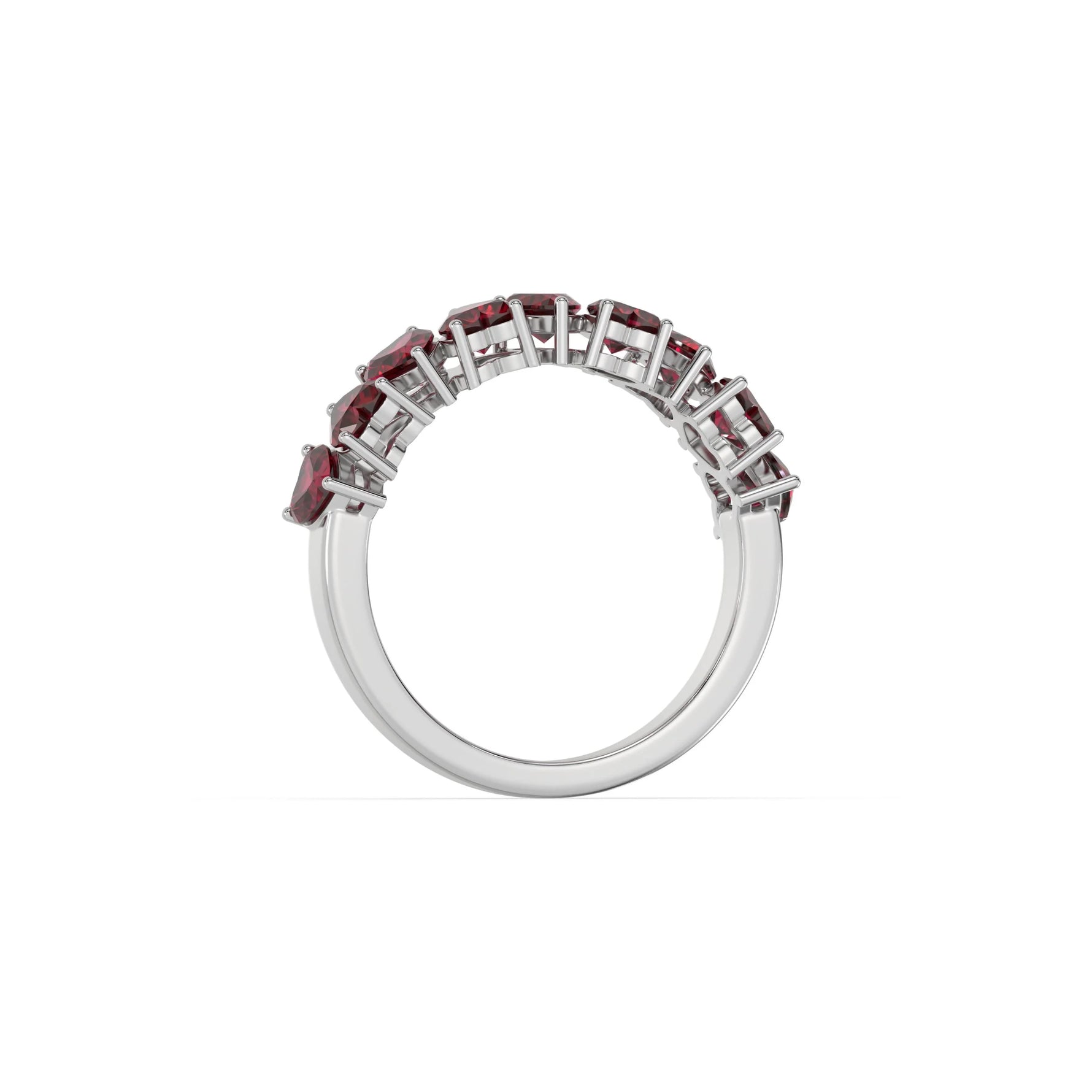 10K Heart Ruby Gemstone Eternity Ring