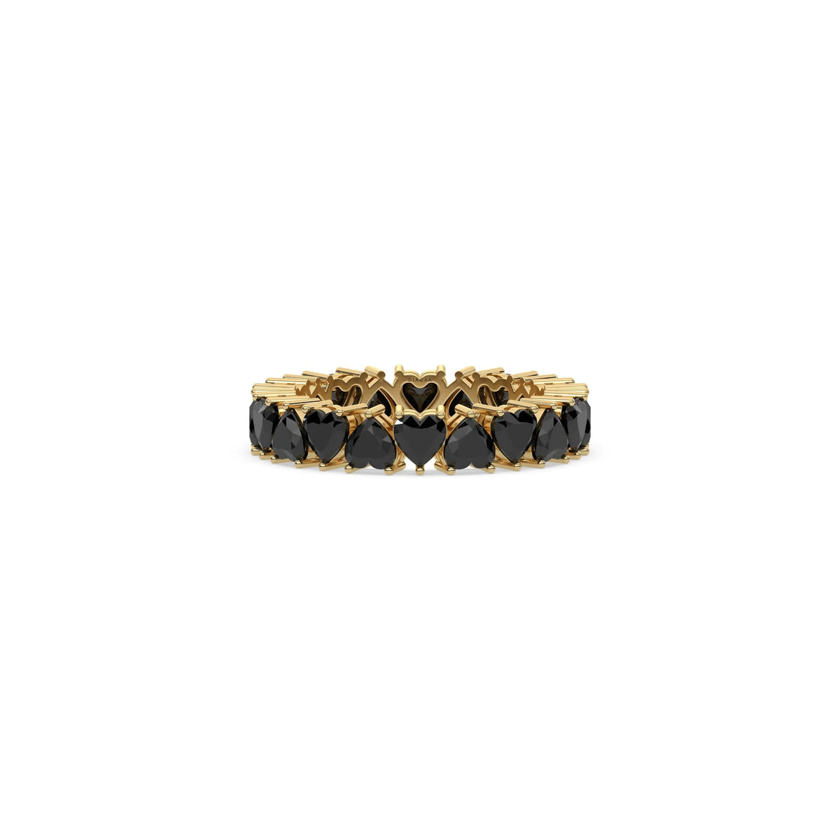 18K Yellow Gold Heart Black Diamond Full Eternity Ring