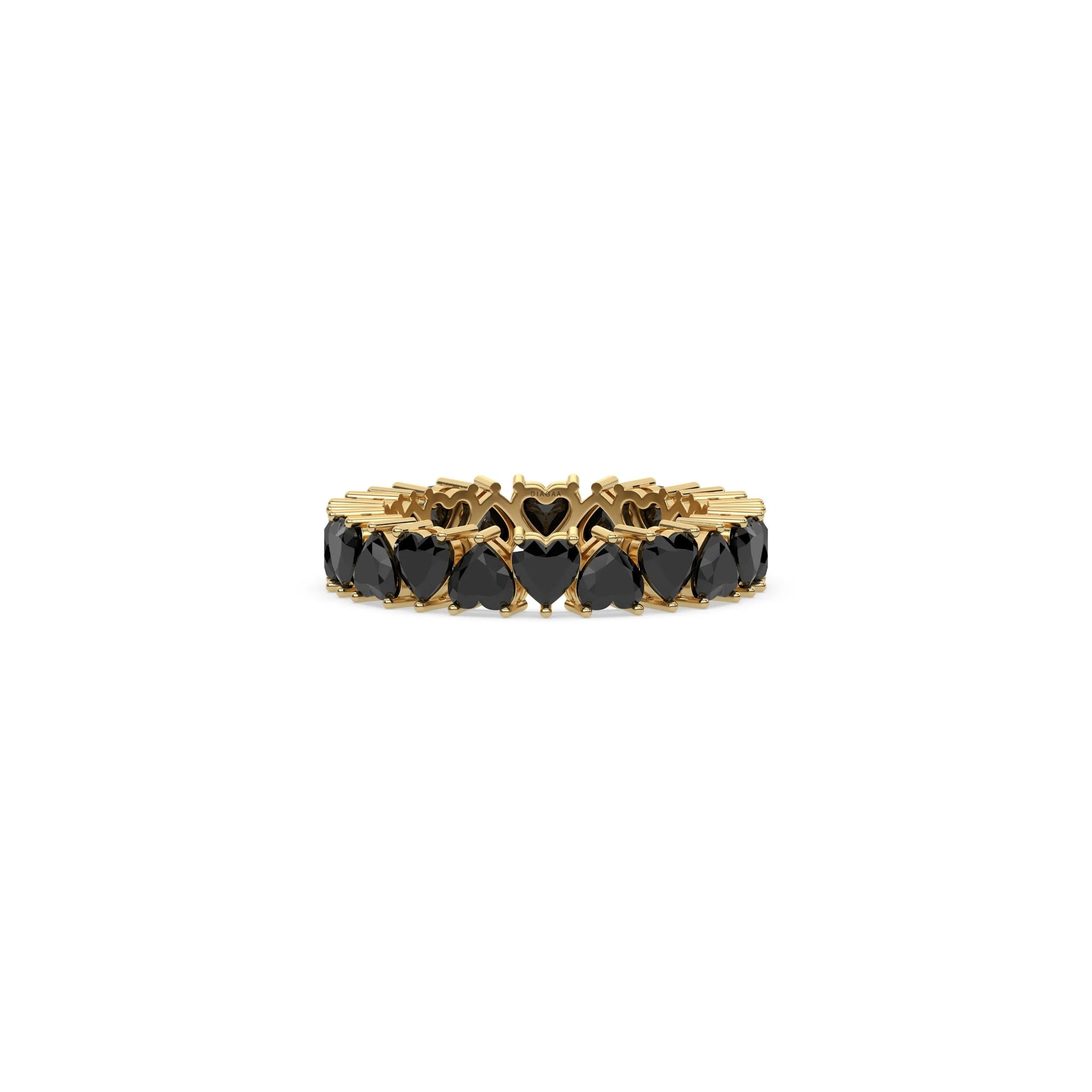 18K Yellow Gold Heart Black Diamond Full Eternity Ring