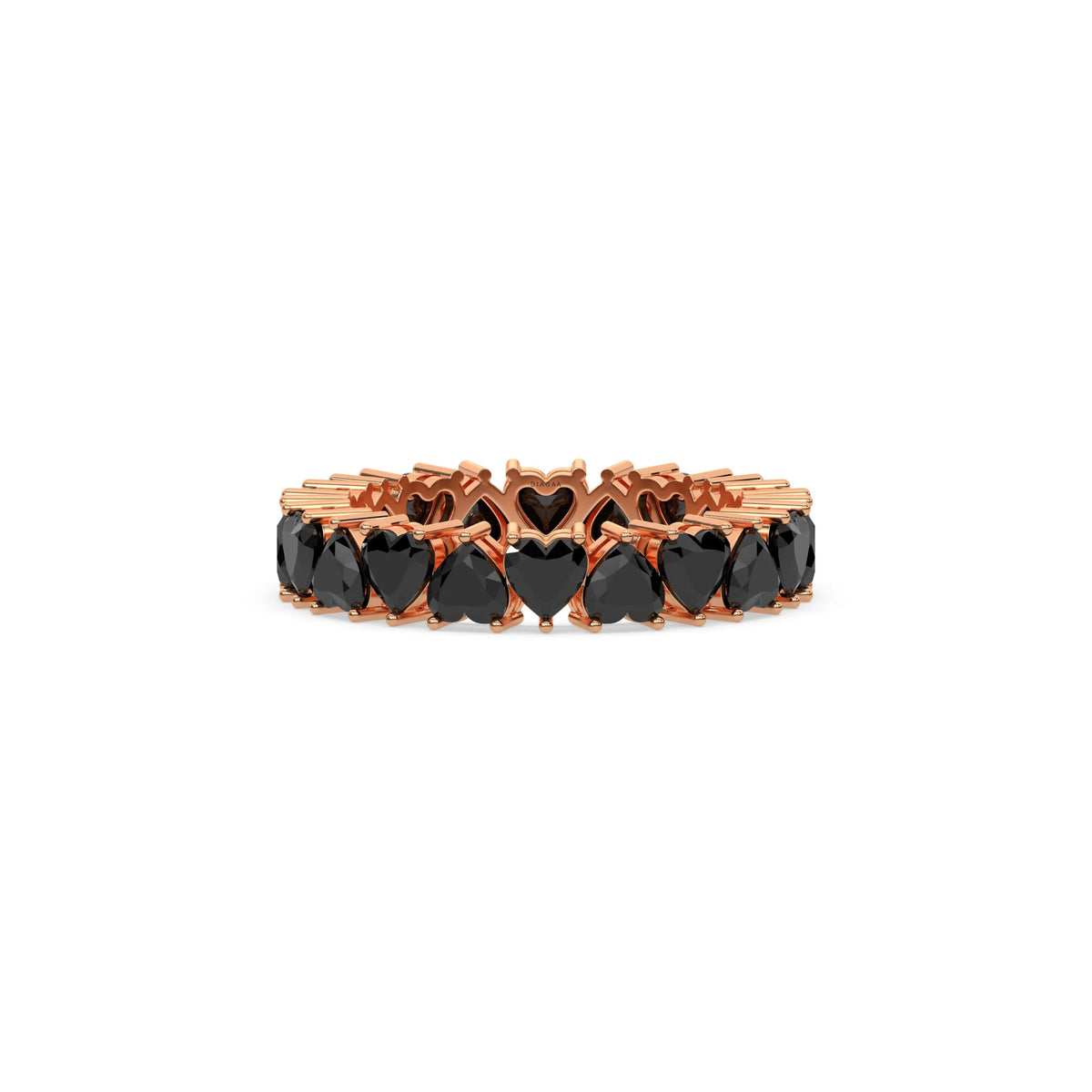 14K Rose Gold Heart Black Diamond Full Eternity Ring