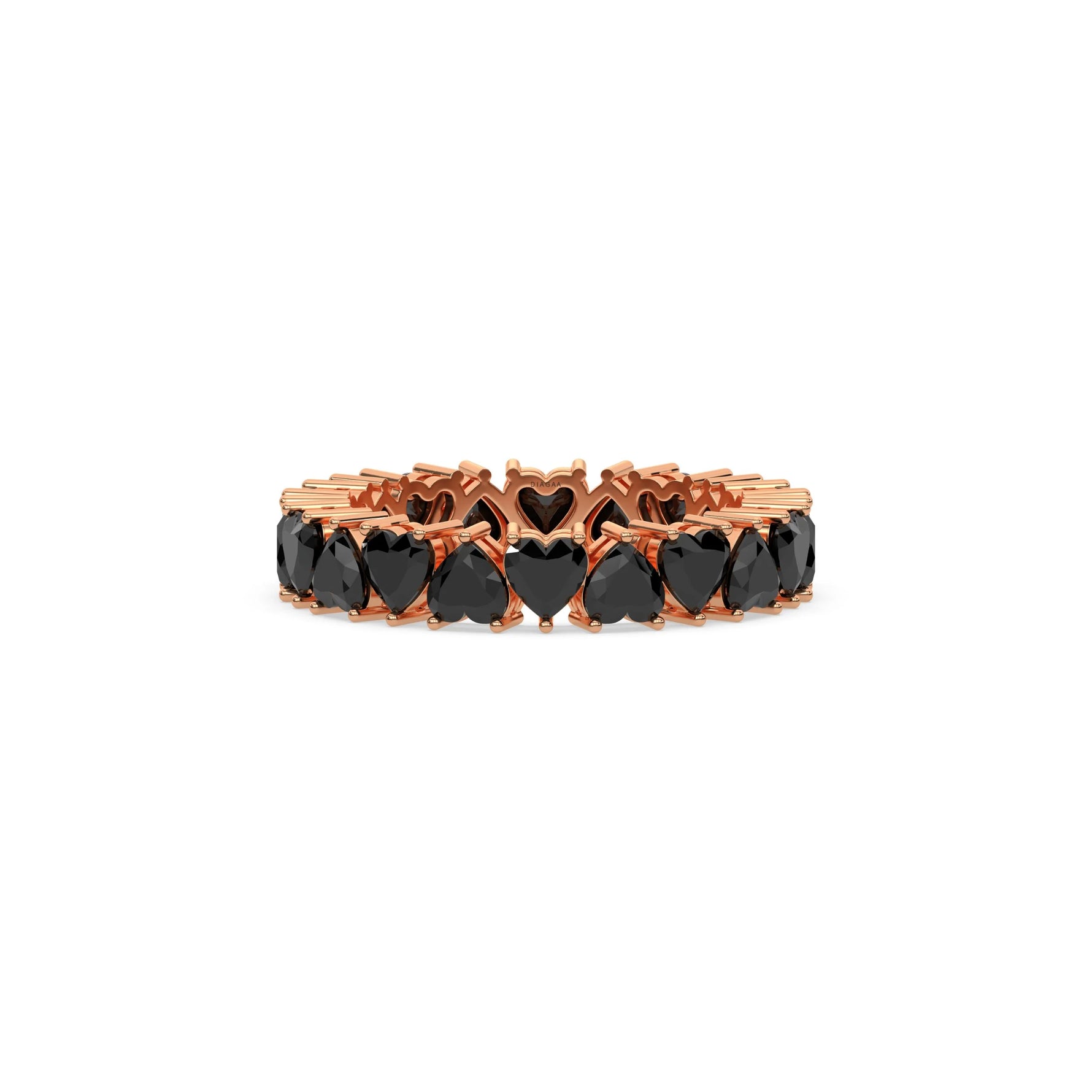 14K Rose Gold Heart Black Diamond Full Eternity Ring