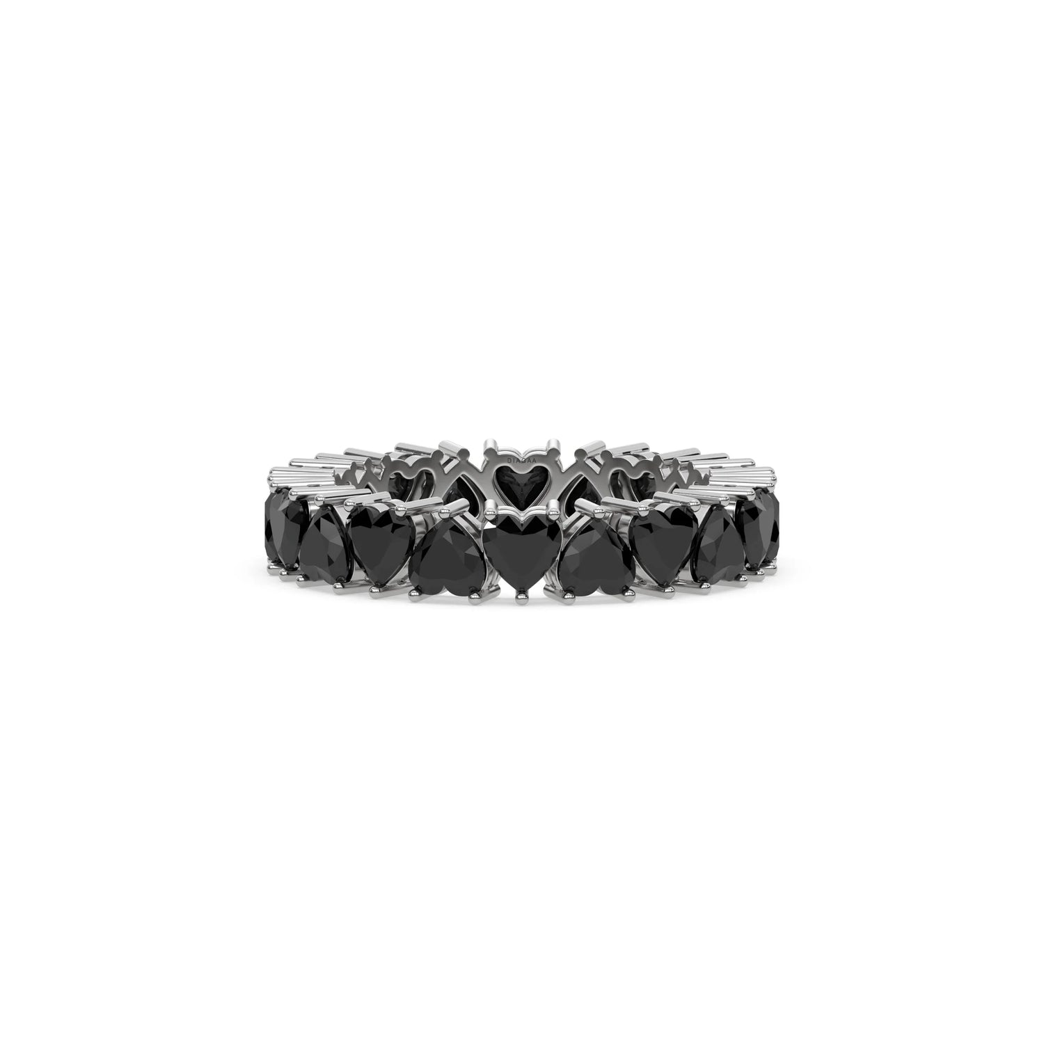 18K White Gold Heart Black Diamond Full Eternity Ring