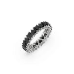 14K White Gold Heart Black Diamond Eternity Ring