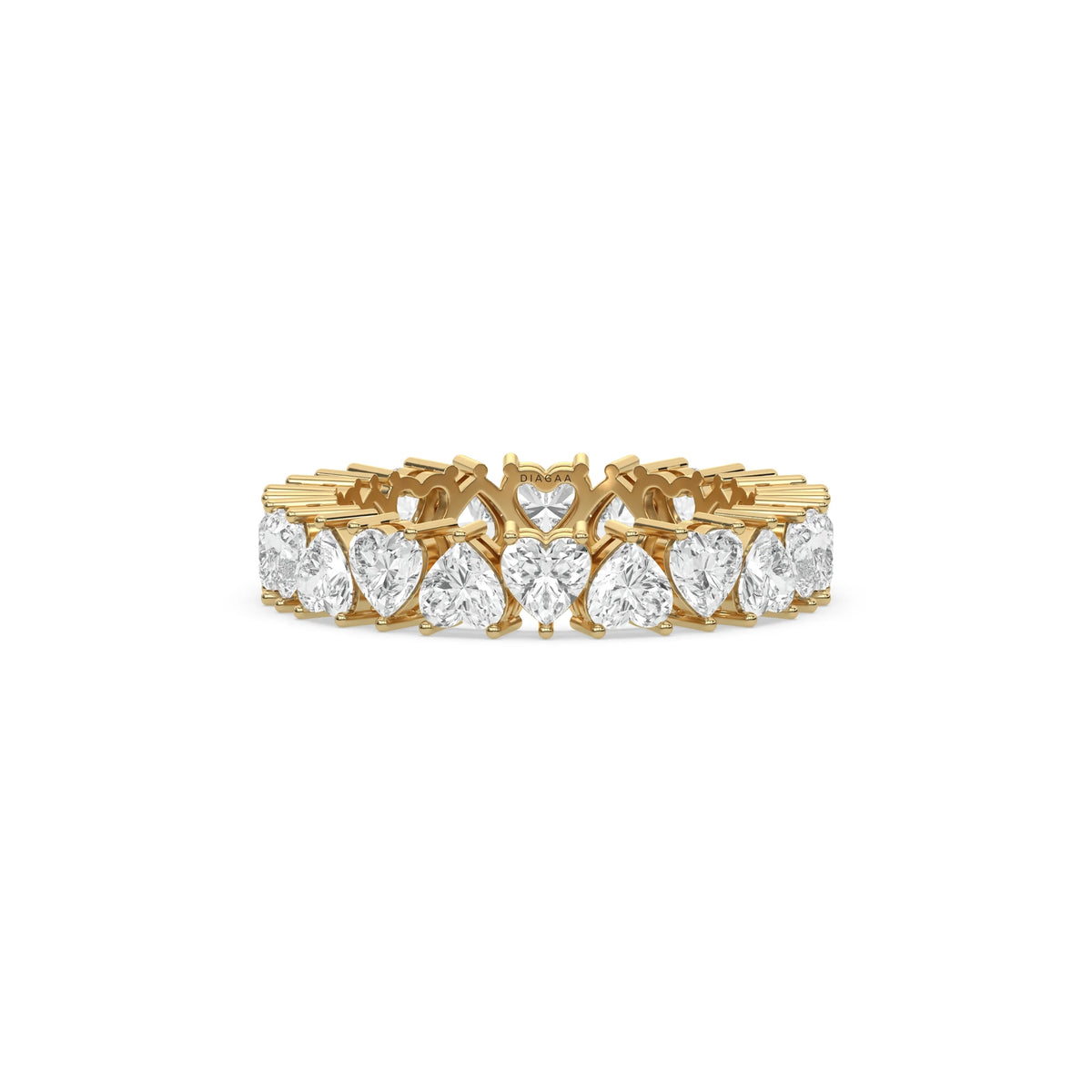 18K Yellow Gold Heart Diamond Full Eternity Ring