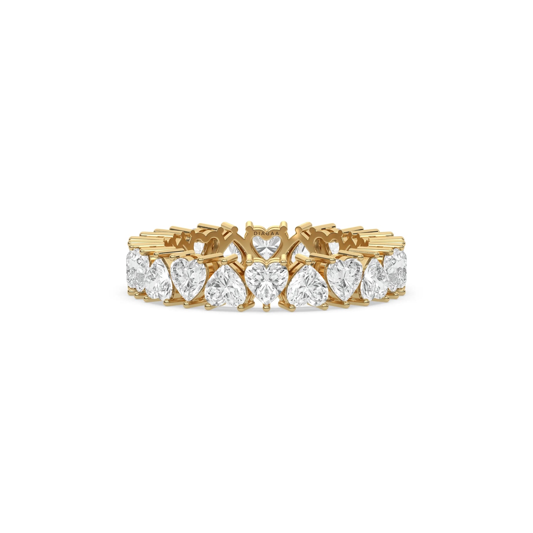 18K Yellow Gold Heart Diamond Full Eternity Ring