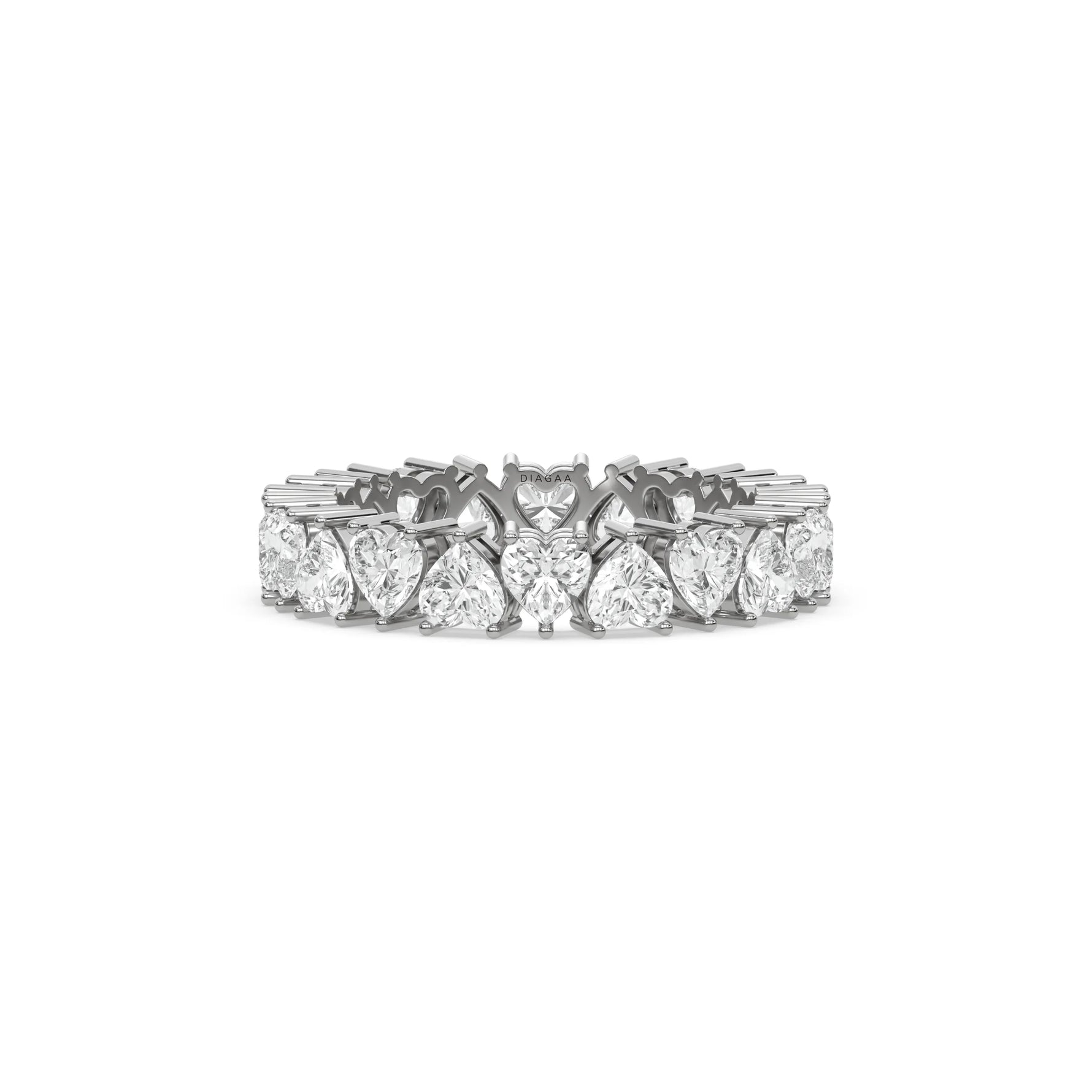 18K White Gold Heart Diamond Full Eternity Ring