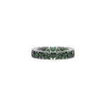 18K White Gold Heart Emerald Gemstone Eternity Ring