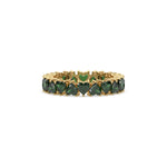 18K Yellow Gold Heart Emerald Gemstone Eternity Ring