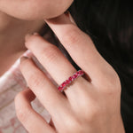 14K White Gold Heart Ruby Gemstone Eternity Ring
