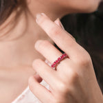 10K White Gold Heart Ruby Gemstone Eternity Ring