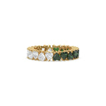 18K Yellow Gold Heart Emerald Gemstone and Diamond Eternity Ring