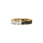 18K Yellow Gold Heart Black And White Diamond Full Eternity Ring