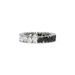 18K White Gold Heart Black And White Diamond Full Eternity Ring