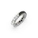 14K White Gold Heart Black And White Diamond Eternity Ring