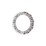 14K White Gold Heart Ruby Gemstone and Diamond Eternity Ring