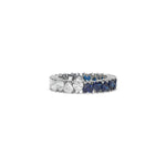 14K White Gold Heart Diamond Blue Sapphire Gemstone Eternity Ring