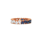 10K Rose Gold Heart Diamond Blue Sapphire Gemstone Eternity Ring