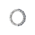 18K White Gold Heart Diamond blue Sapphire Gemstone Eternity Ring