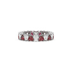 18K White Gold Heart Ruby Gemstone and Diamond Eternity Ring