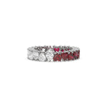 18K White Gold Heart Ruby Gemstone and Diamond Eternity Ring