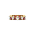 18K Yellow Gold Heart Ruby Gemstone and Diamond Eternity Ring
