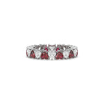 18K White Gold Heart Ruby Gemstone and Diamond Eternity Ring