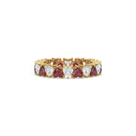 18K Yellow Gold Heart Ruby Gemstone and Diamond Eternity Ring