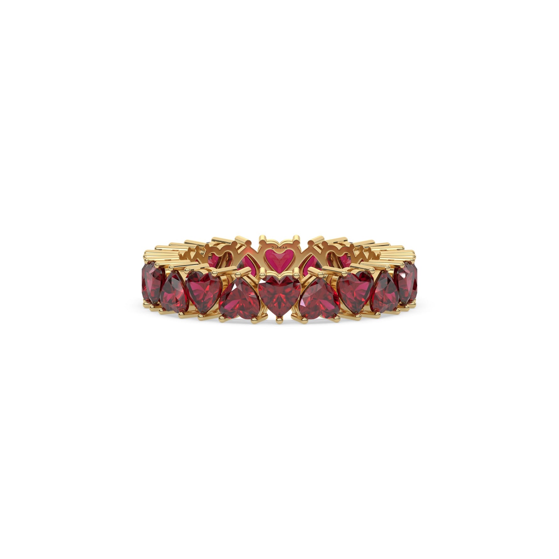 18K Yellow Gold Heart Ruby Gemstone Full Eternity Ring
